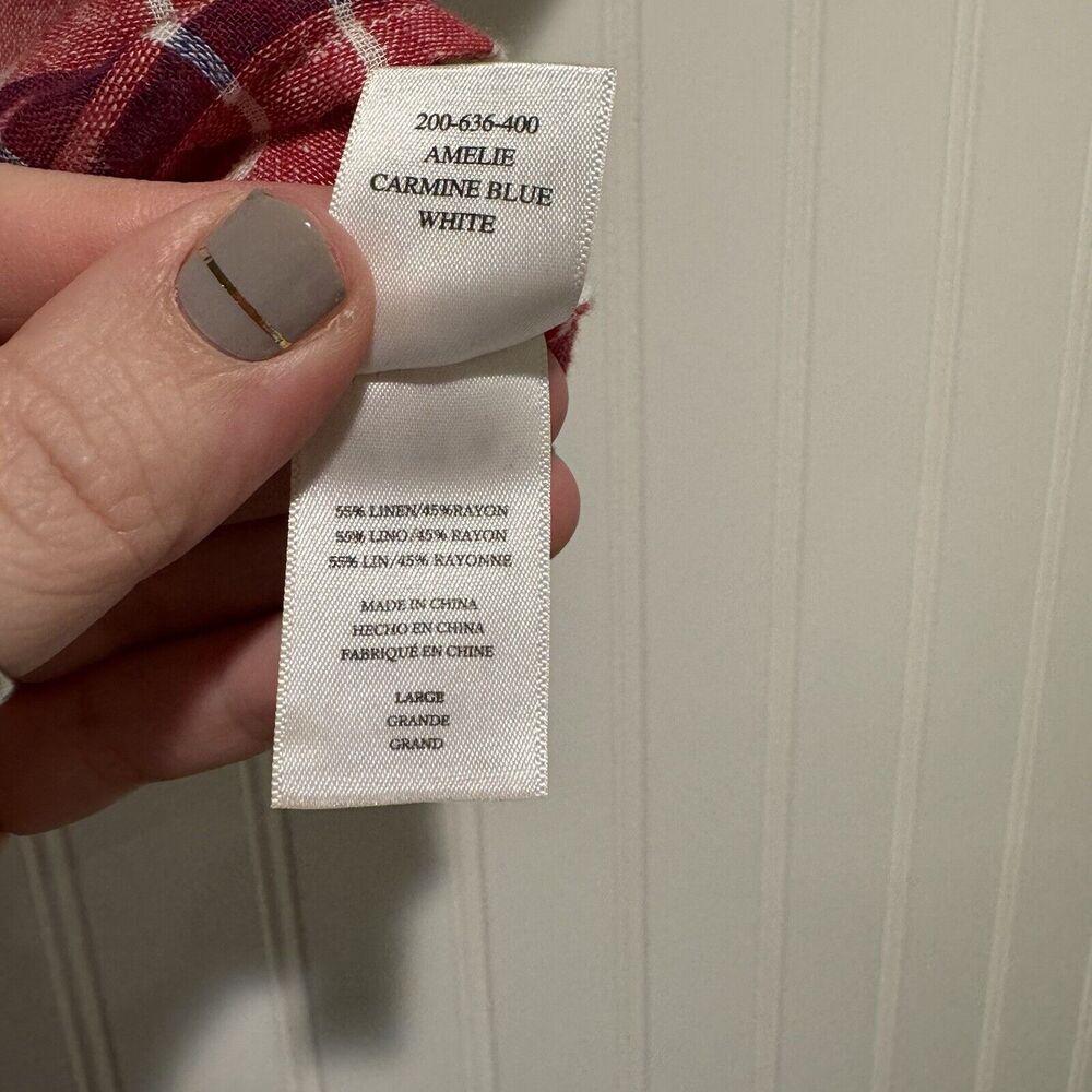 Rails Amelie Linen Plaid Tie Front Top Size Large - image 7